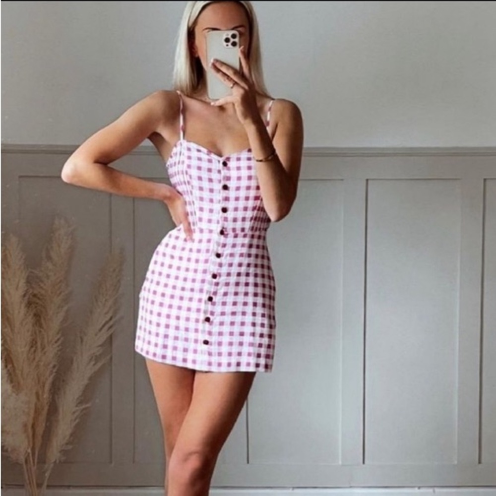 Zara Linen blend gingham jumpsuit